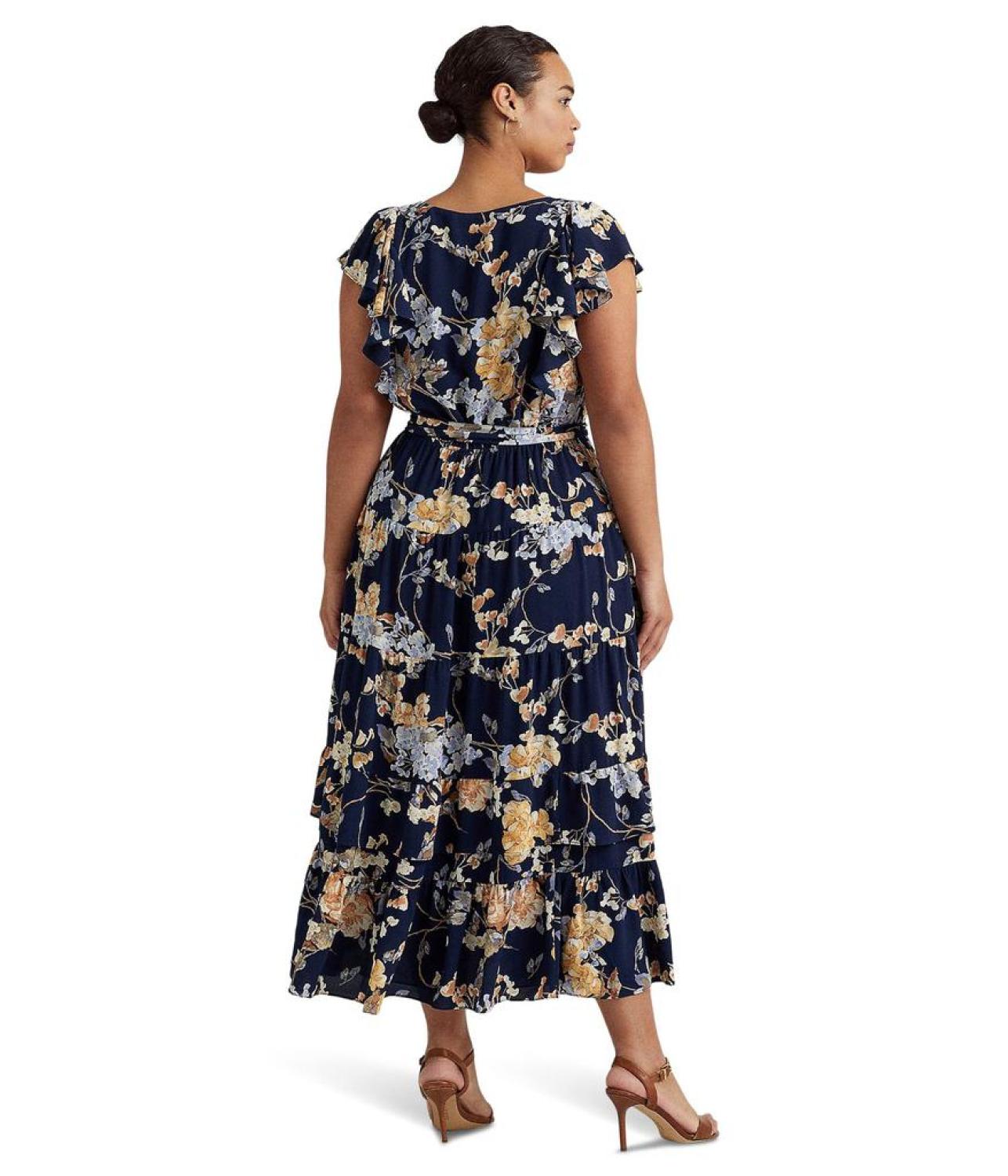 Plus Size Floral Bubble Crepe Dress