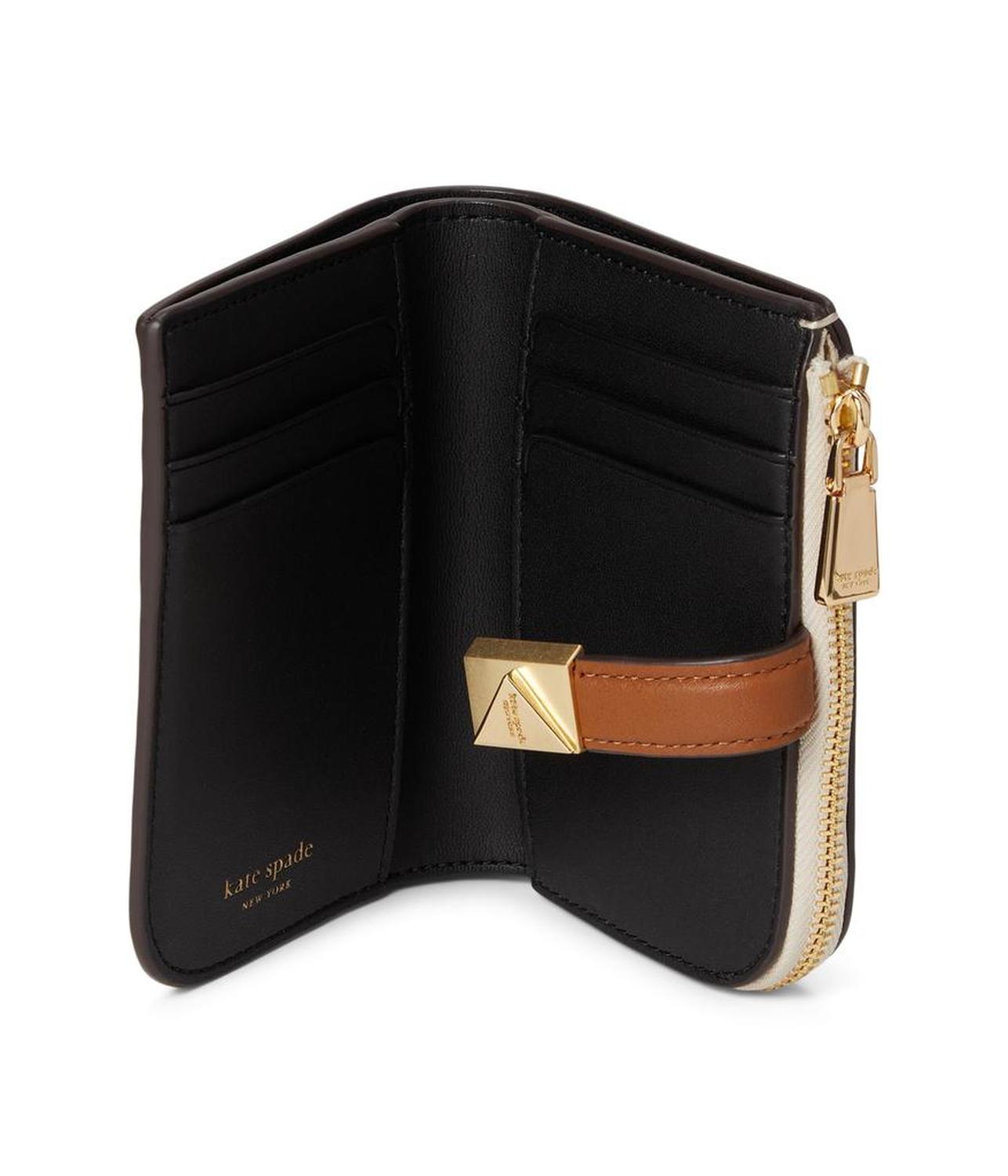 Tribeca Colorblocked Pebbled Leather Small Compact Wallet