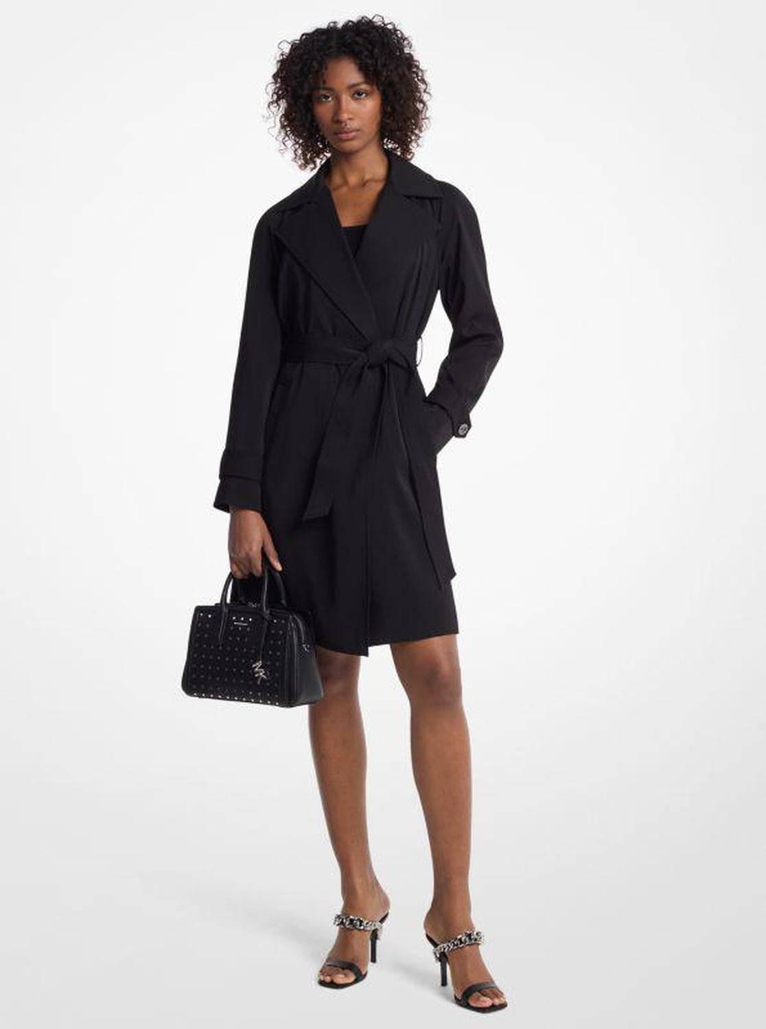 Draped Woven Trench Coat