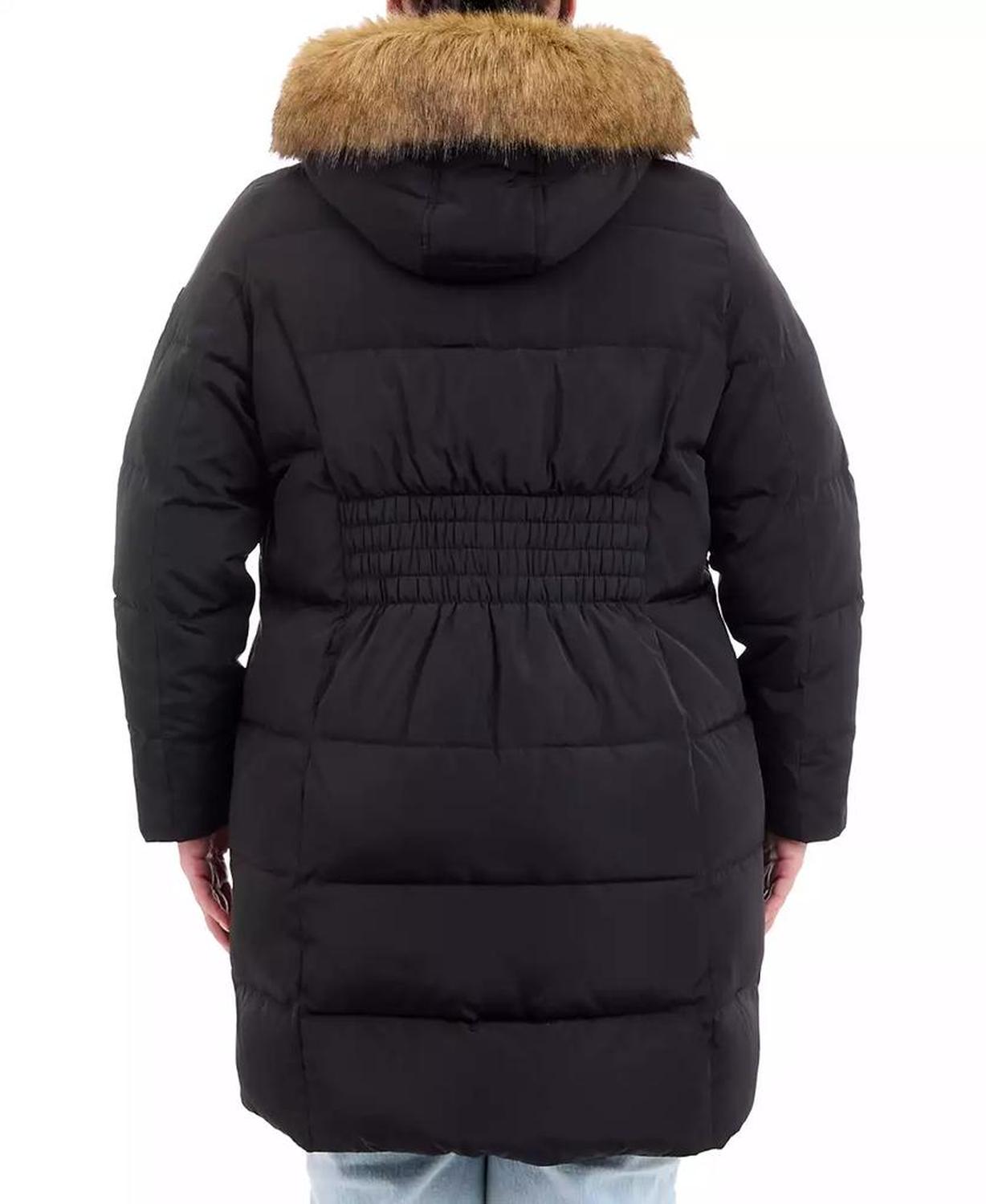 Plus Size Faux-Fur-Trim Hooded Puffer Coat, Created for Macy's