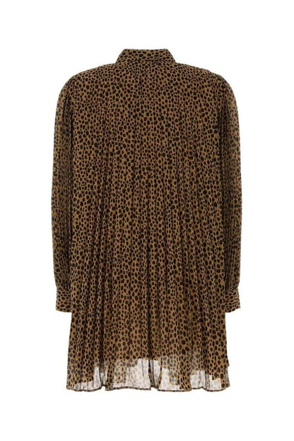 Michael Michael Kors Pleated Cheetah Print Georgette Dress