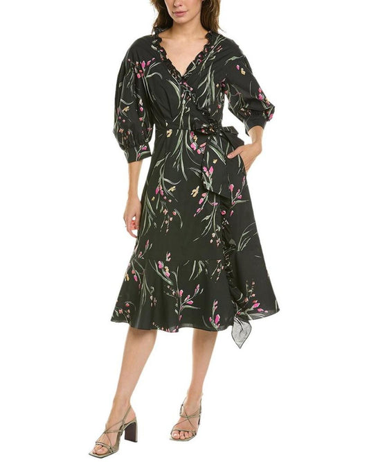 Marchesa Notte Printed Wrap Dress