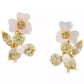 Silver-Tone Cubic Zirconia, Imitation Pearl & Mother-of-Pearl Flower Stud Earrings