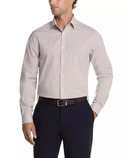 Men's Regular Fit Comfort Stretch Check Dress Shirt