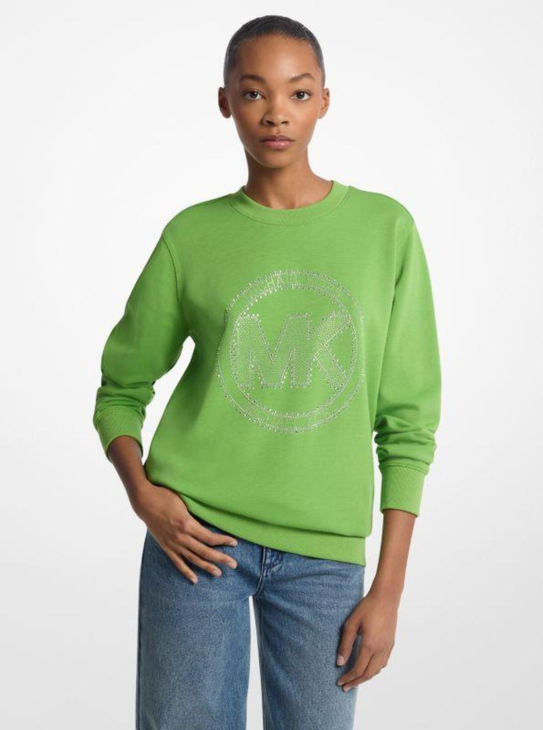 Embellished Logo Cotton Blend Sweatshirt