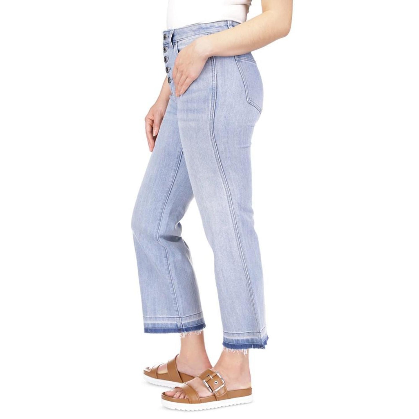 Women's Button-Fly Flared Cropped High-Rise Jeans