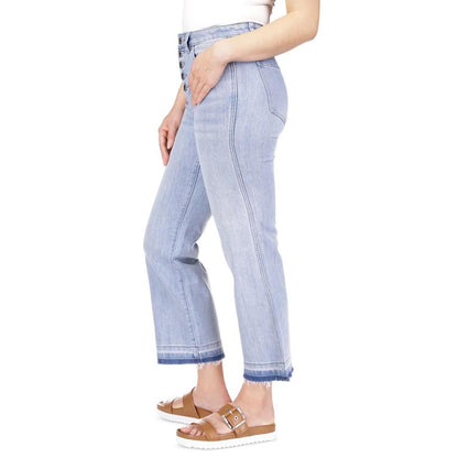 Women's Button-Fly Flared Cropped High-Rise Jeans