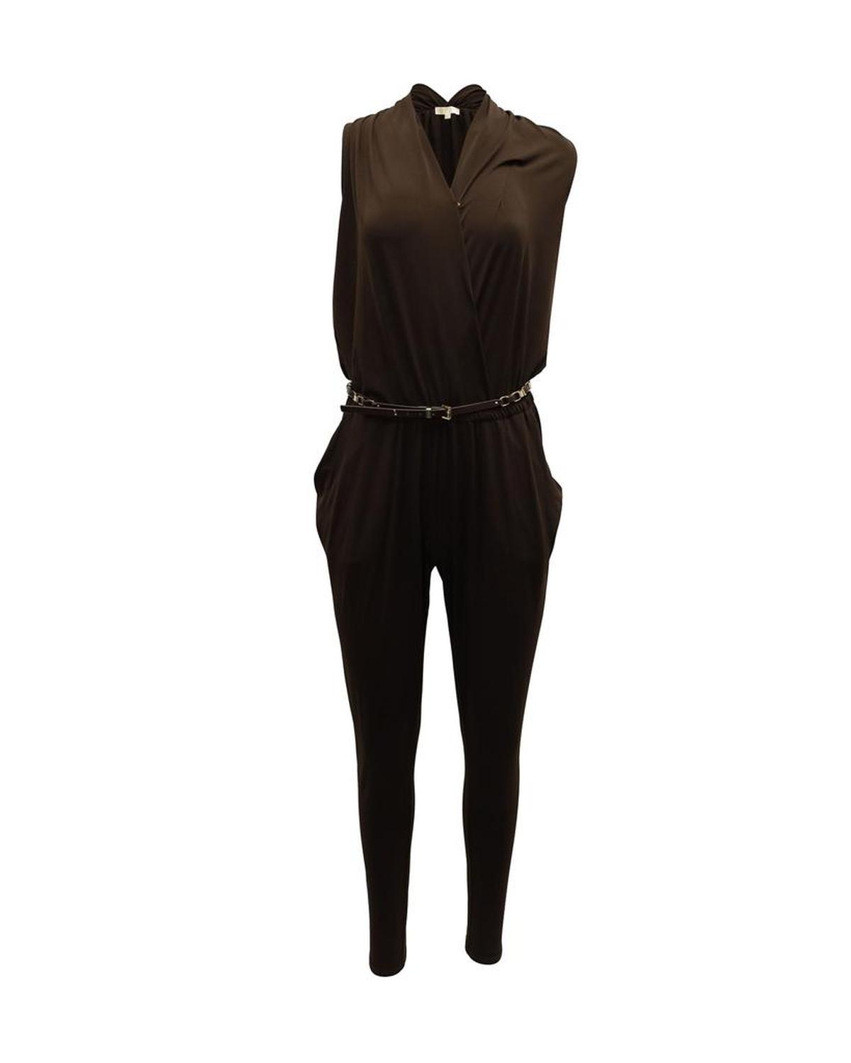 Michael Michael Kors Draped Jumpsuit in Brown Polyester