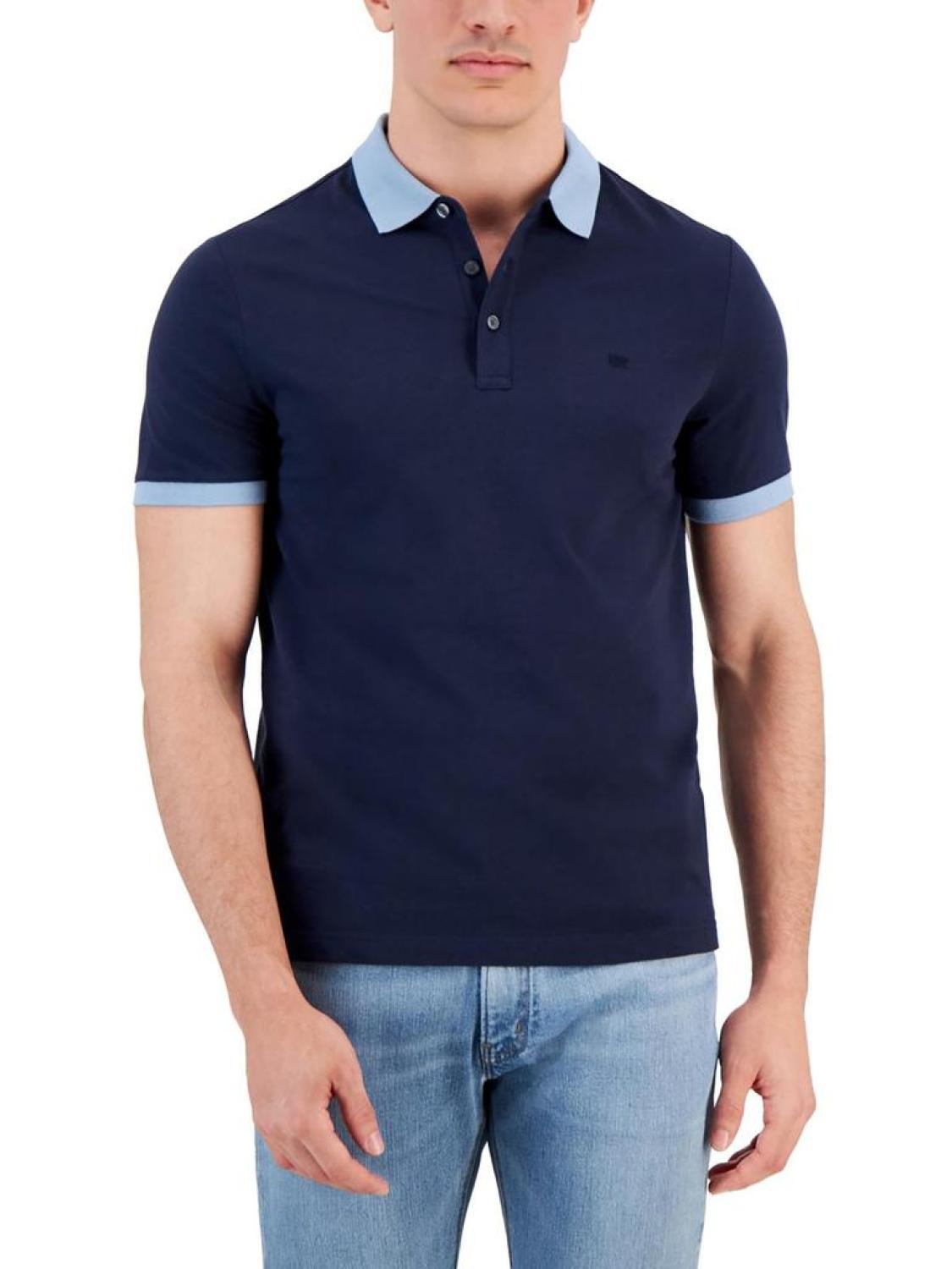 Mens Colorblock Cotton Polo