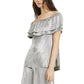 Womens Metallic Pleated Top