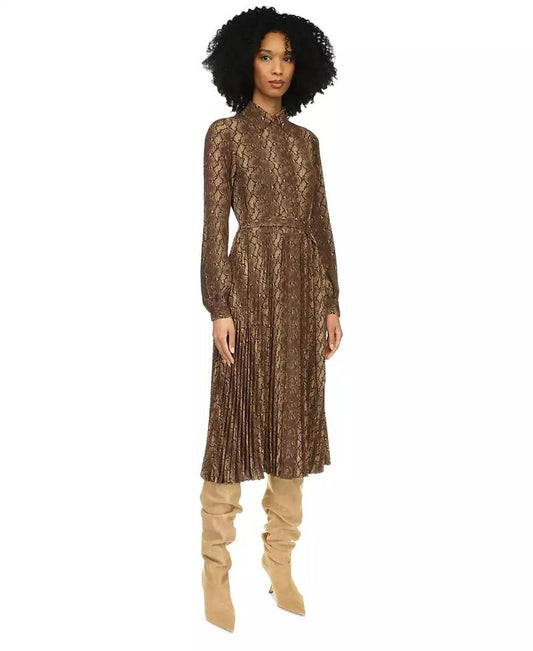 Women's Snakeskin-Print Pleated Shirtdress