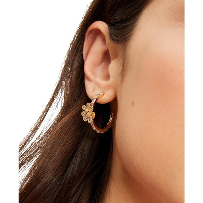 Gold-Tone Fleurette Small Hoop Earrings, 1"