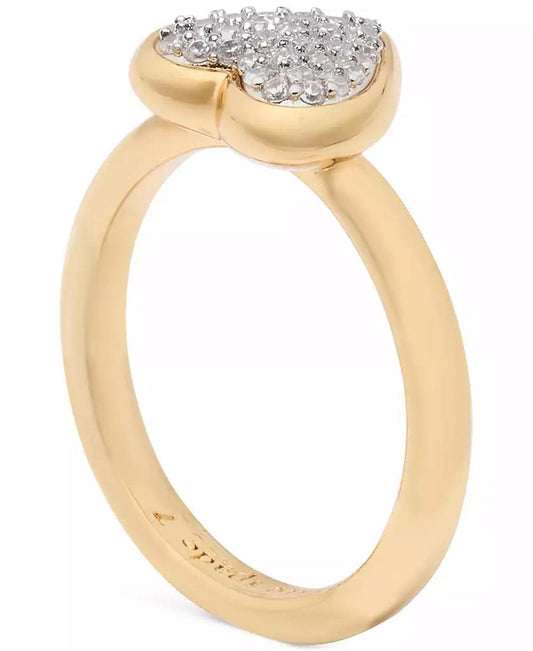 Gold-Tone Cubic Zirconia Pavé Heart Ring