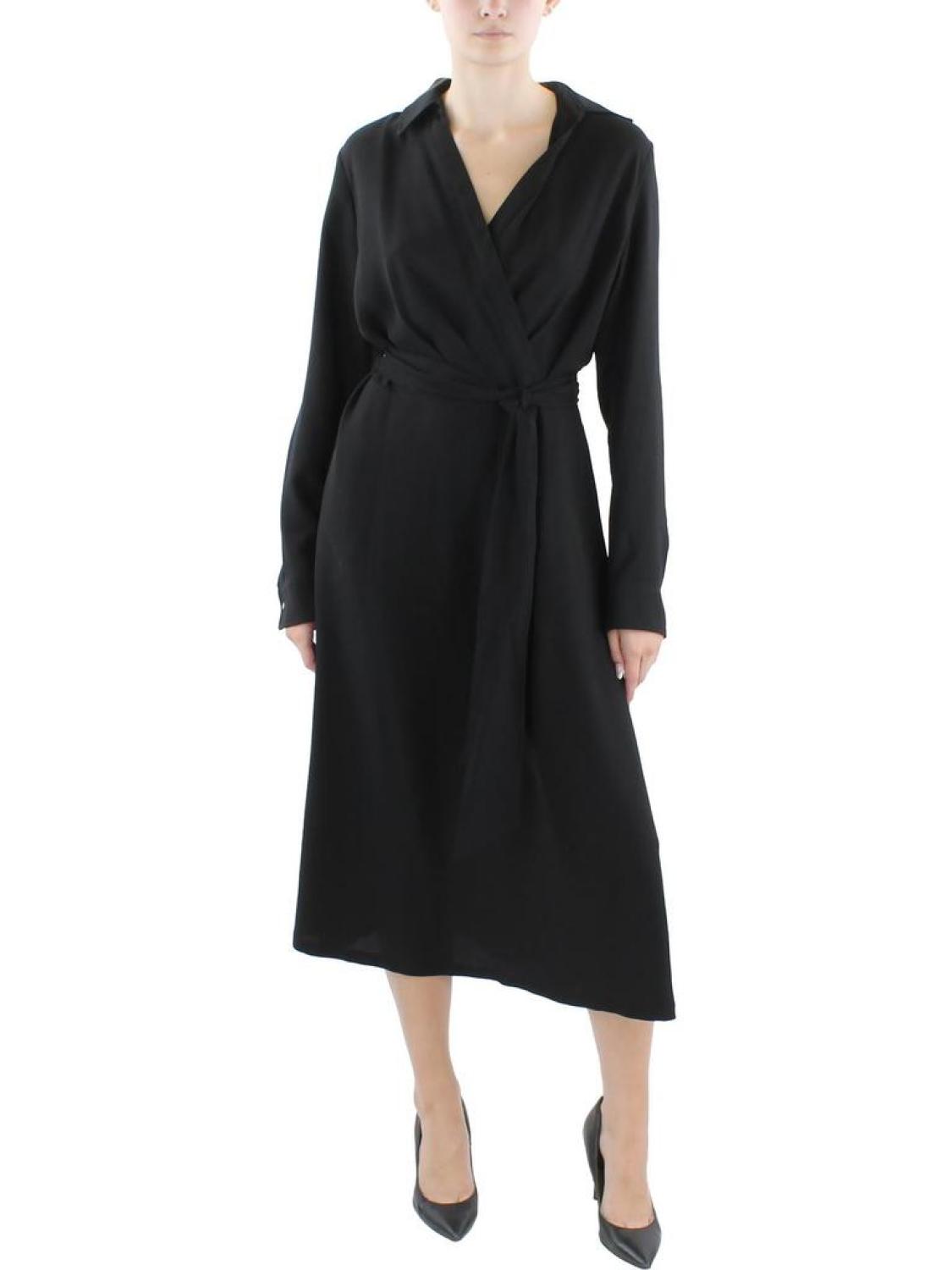 Womens Surplice Georgette Midi Dress