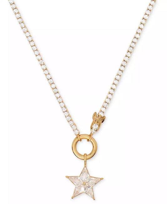 Gold-Tone Cubic Zirconia Star Pendant Necklace, 18" + 3" extender