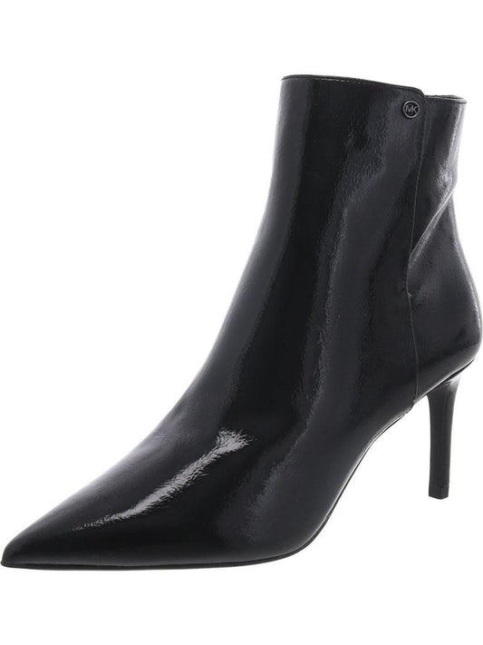 Womens Patent Pointed Toe Ankle Boots