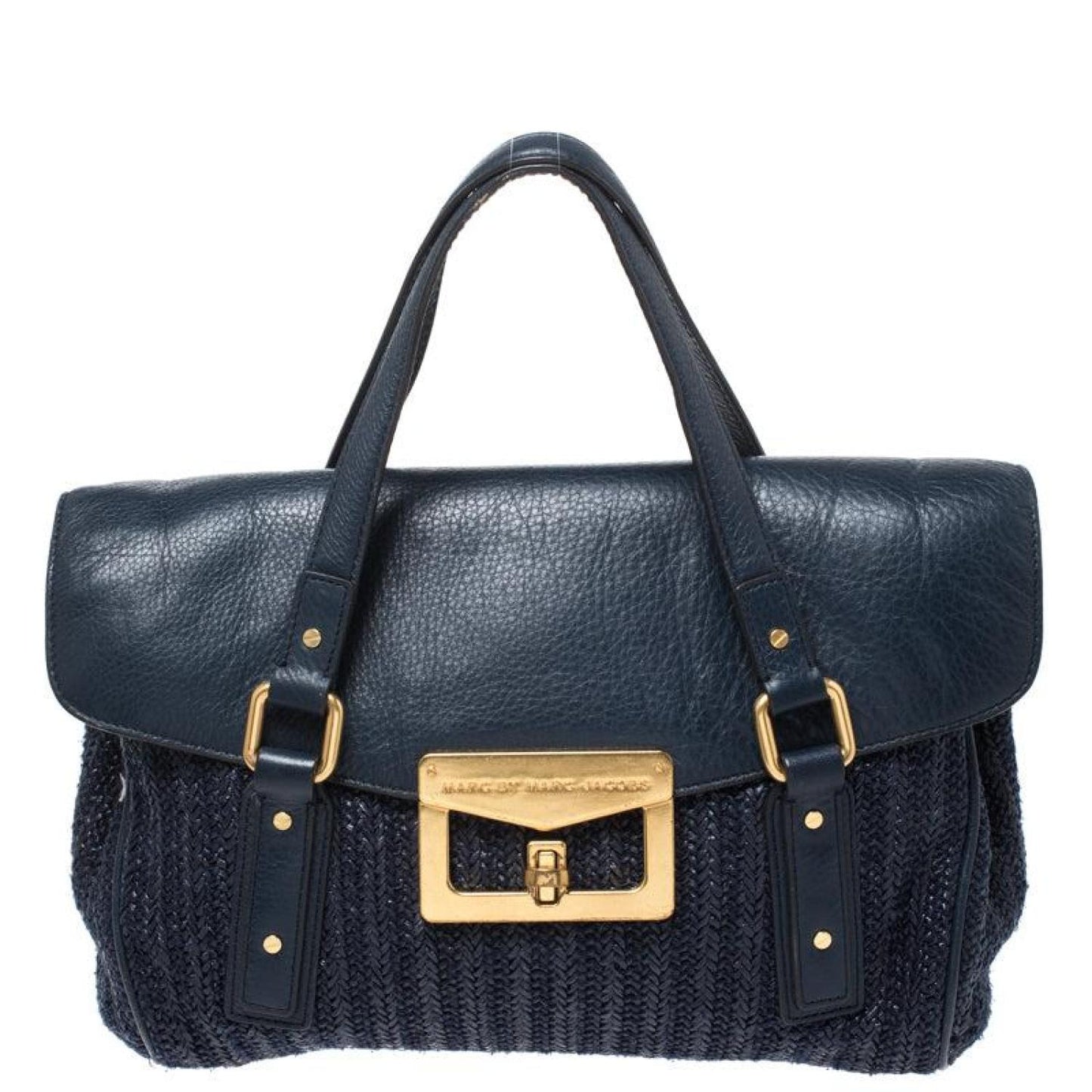 Marc By Marc Jacobs Straw And Leather Flap Satchel