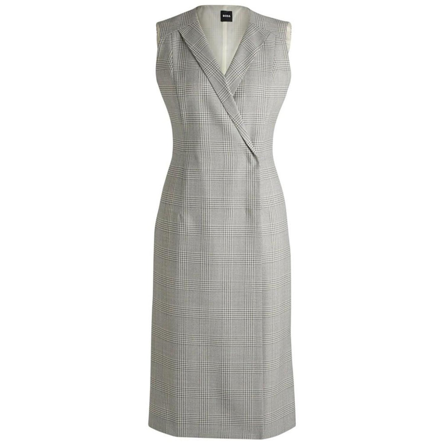 Women's Checked Crepe Wrap-Front Dress