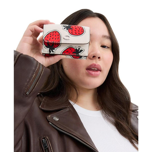 Essential Mini Strawberry Print Leather Trifold Wallet