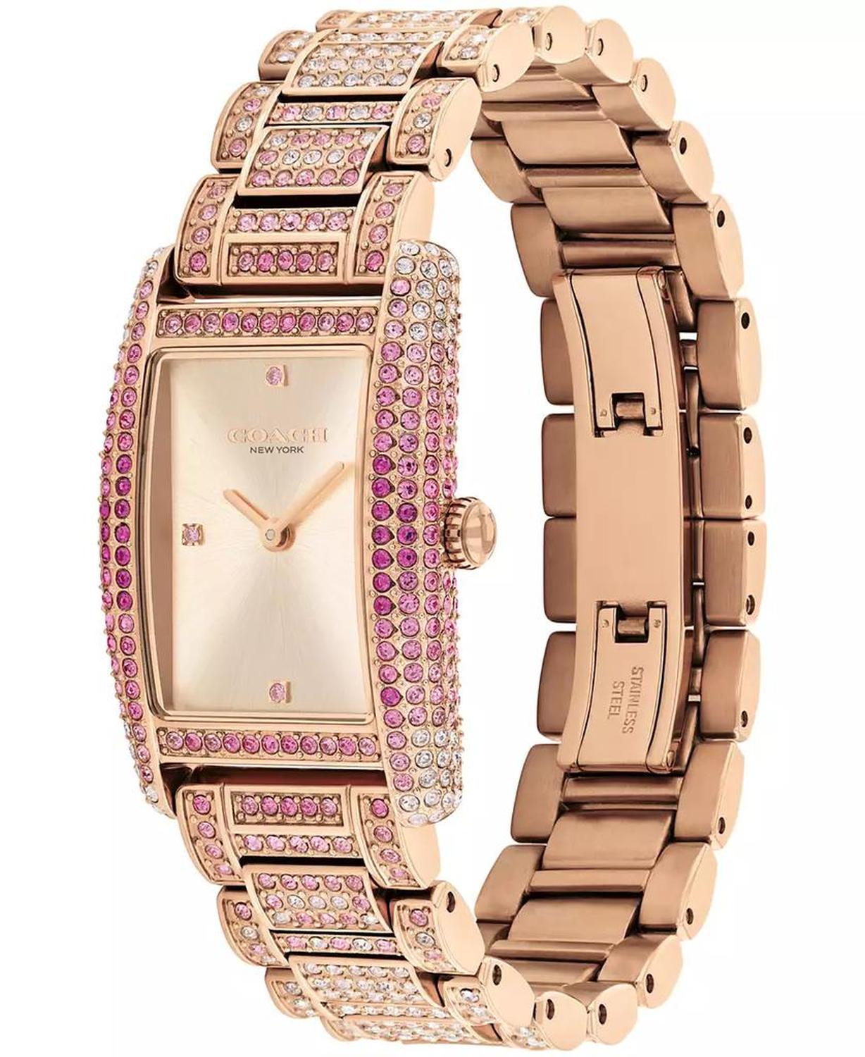 Women's Reese Carnation Gold Stainless Steel and Crystals Bracelet Watch 24.5mm