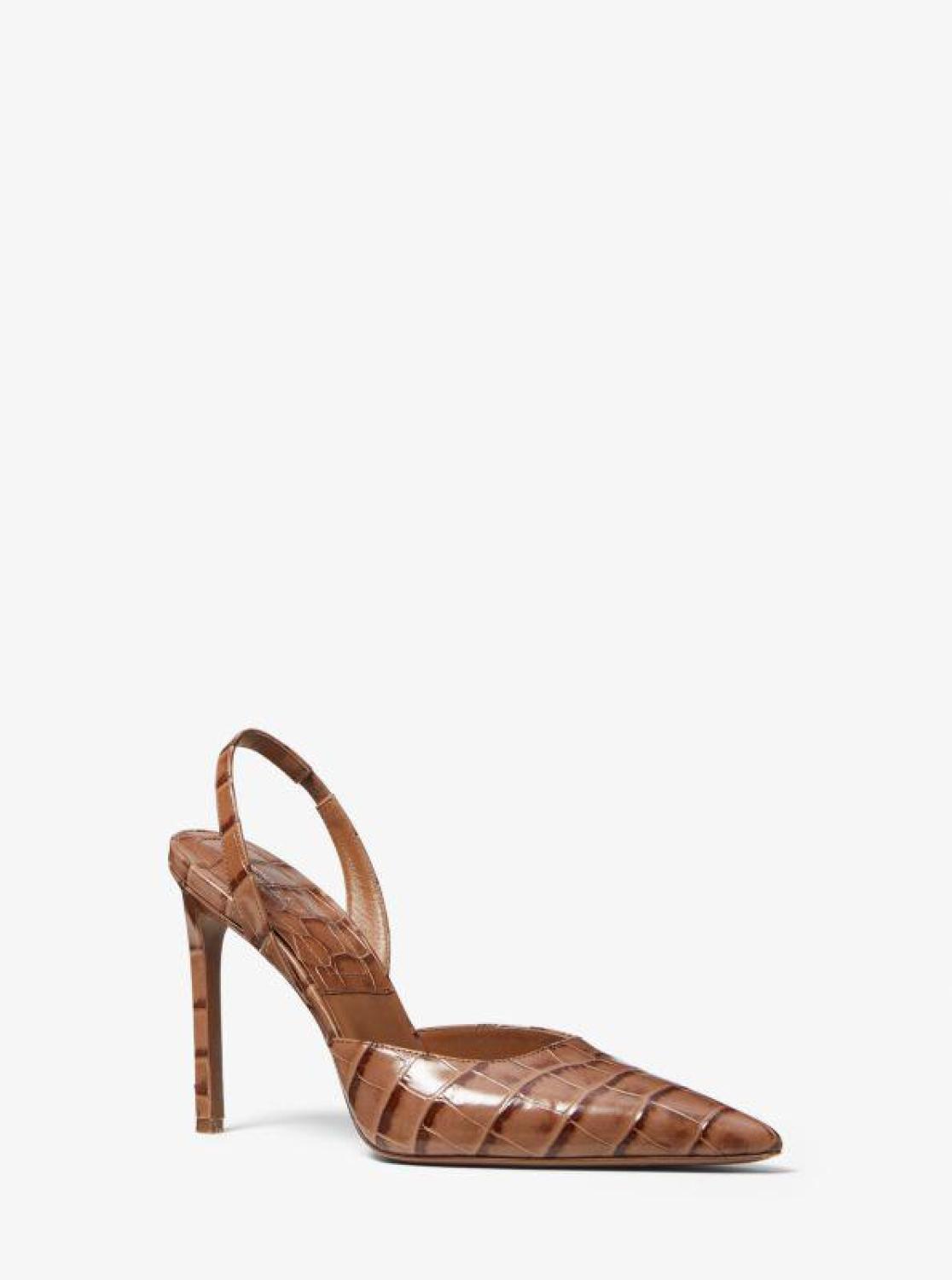 Martine Crocodile Embossed Leather Pump