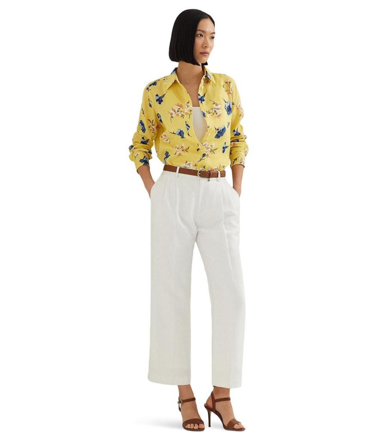 Relaxed Fit Floral Linen Shirt