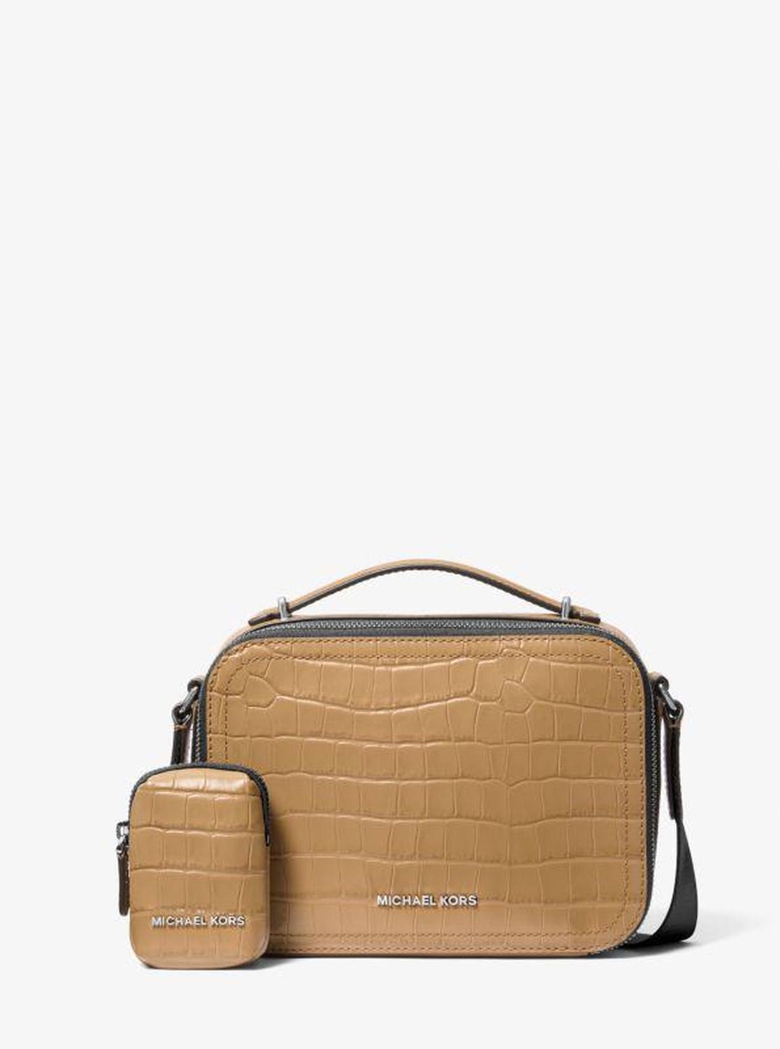 Hudson Crocodile Embossed Leather Crossbody Bag