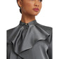 Ruffle-Trim Satin Charmeuse Shirt