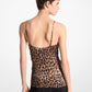 Lace Trim Cheetah Print Crushed Silk Charmeuse Tank Top