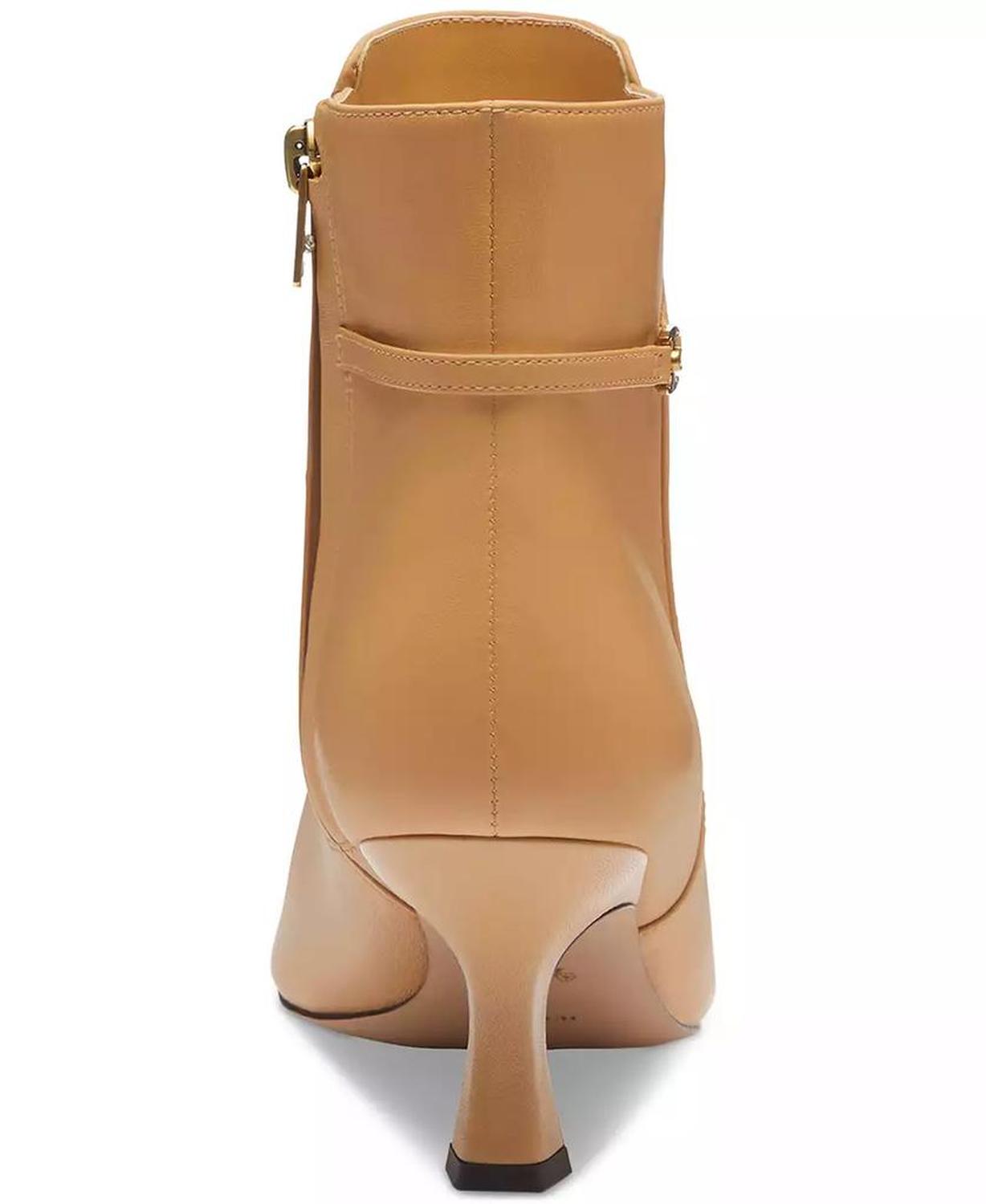 Women"s Rebecca Buckle Kitten-Heel Leather Booties