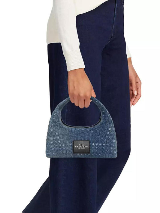 Crystal-Embellished Denim Tote Bag