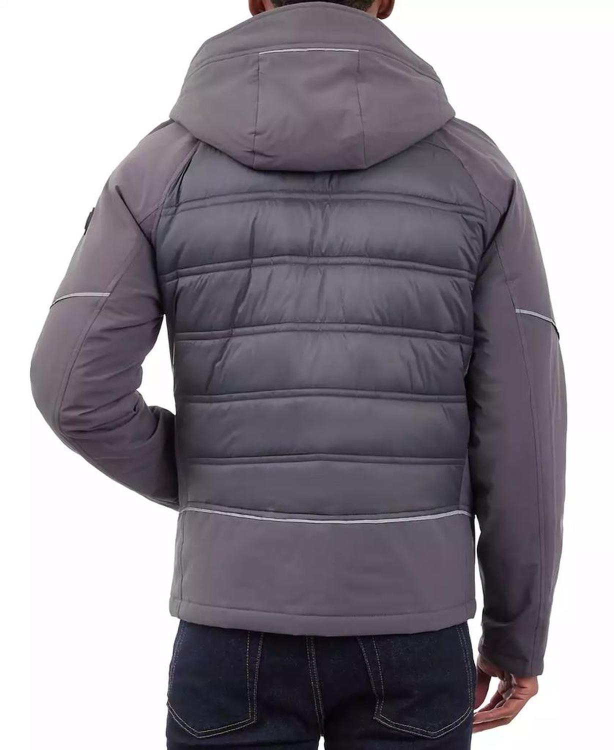 Men's Mixed-Media Full-Zip Hooded Jacket