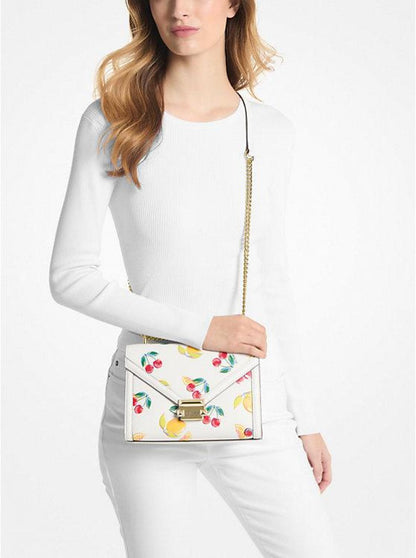 Whitney Medium Sequined Fruit Print Shoulder Bag