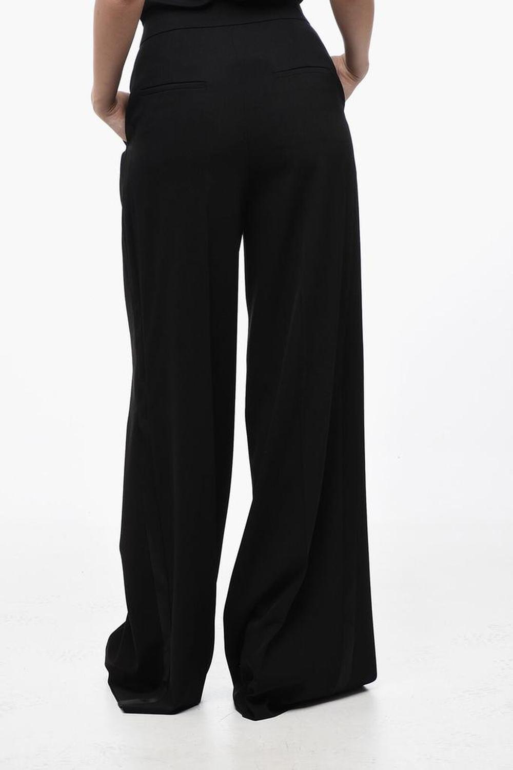 Stretch Wool KARUB Palazzo Pants with Satin Detail