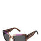 Women's Gradient Rectangular Sunglasses In Violet Brown / Grey