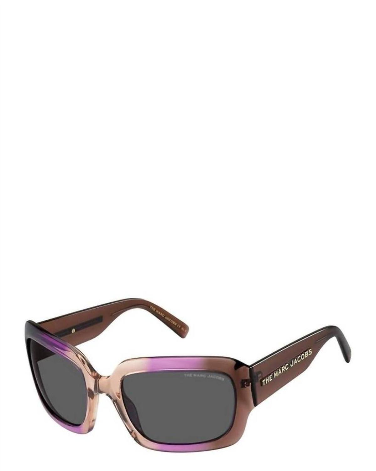 Women's Gradient Rectangular Sunglasses In Violet Brown / Grey