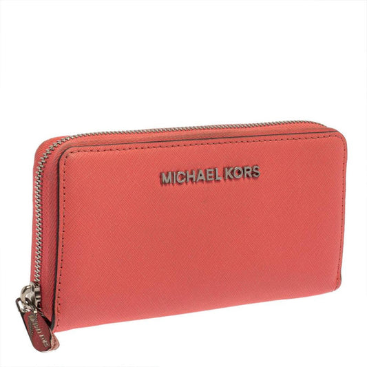 Michael Kors Pink Leather Zip Around Wristlet Wallet..