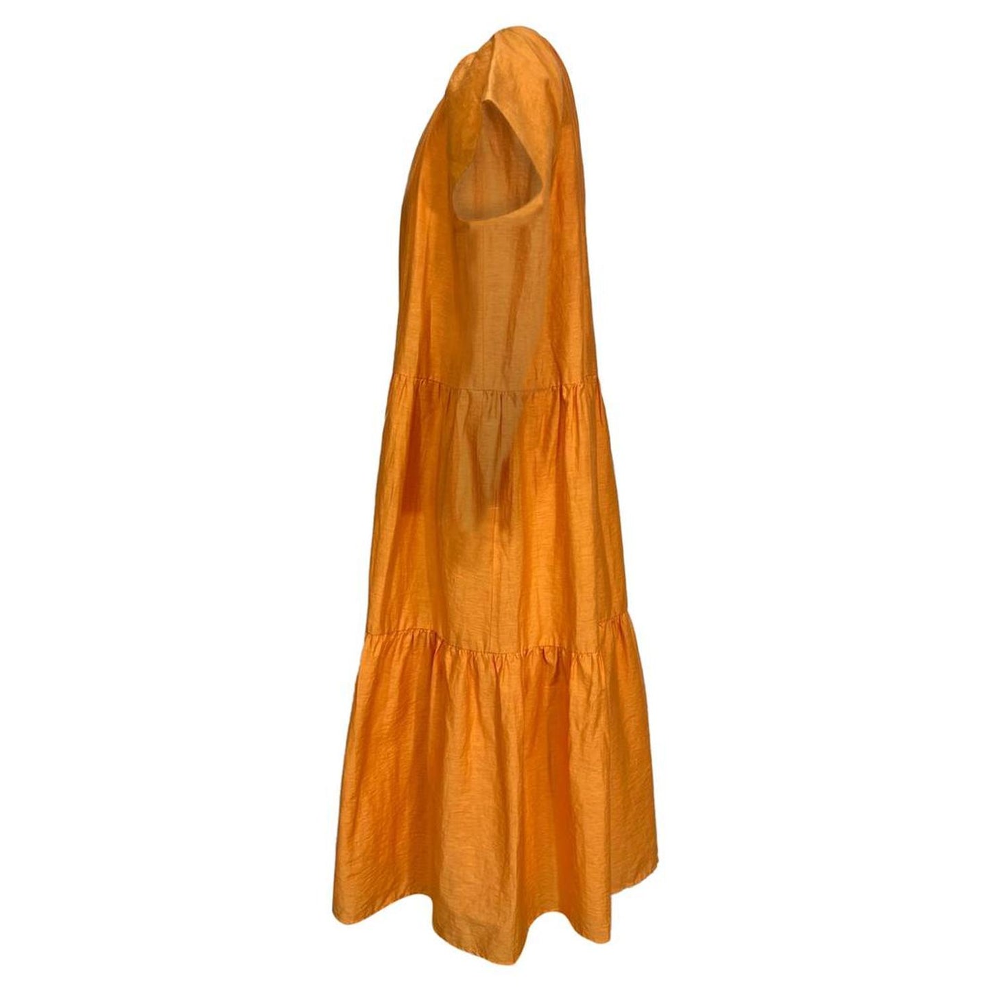 Weekend Max Mara Nembi Midi Tiered Dress in Orange Linen