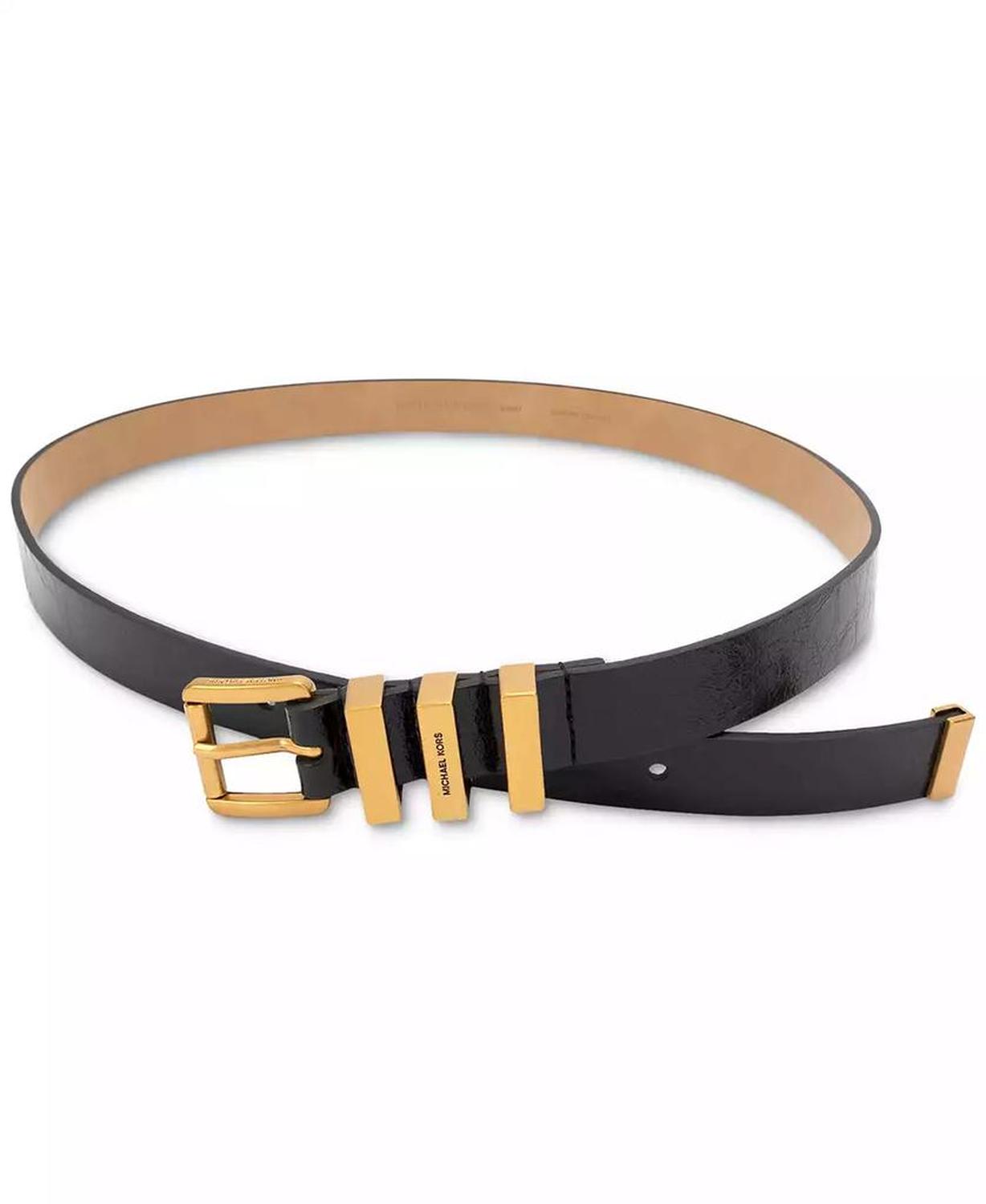 MICHAEL Women's Gold-Tone Leather Belt