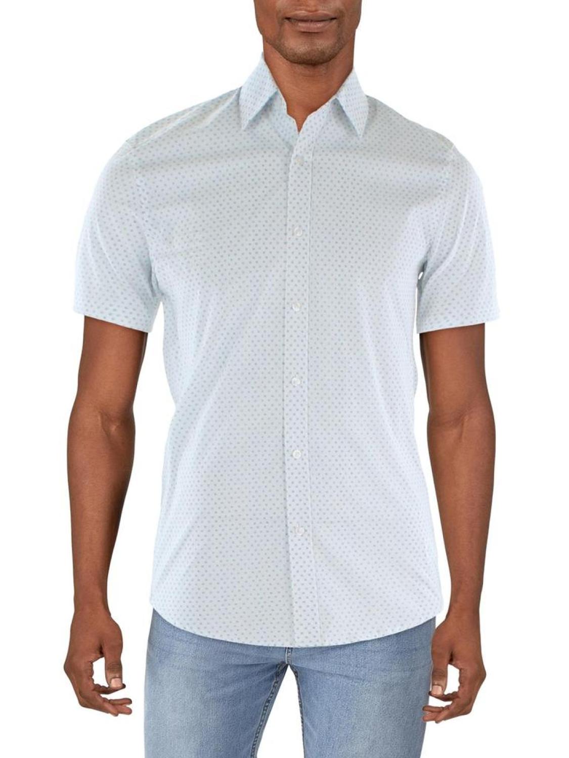 Mens Slim Fit Printed Button-Down Shirt