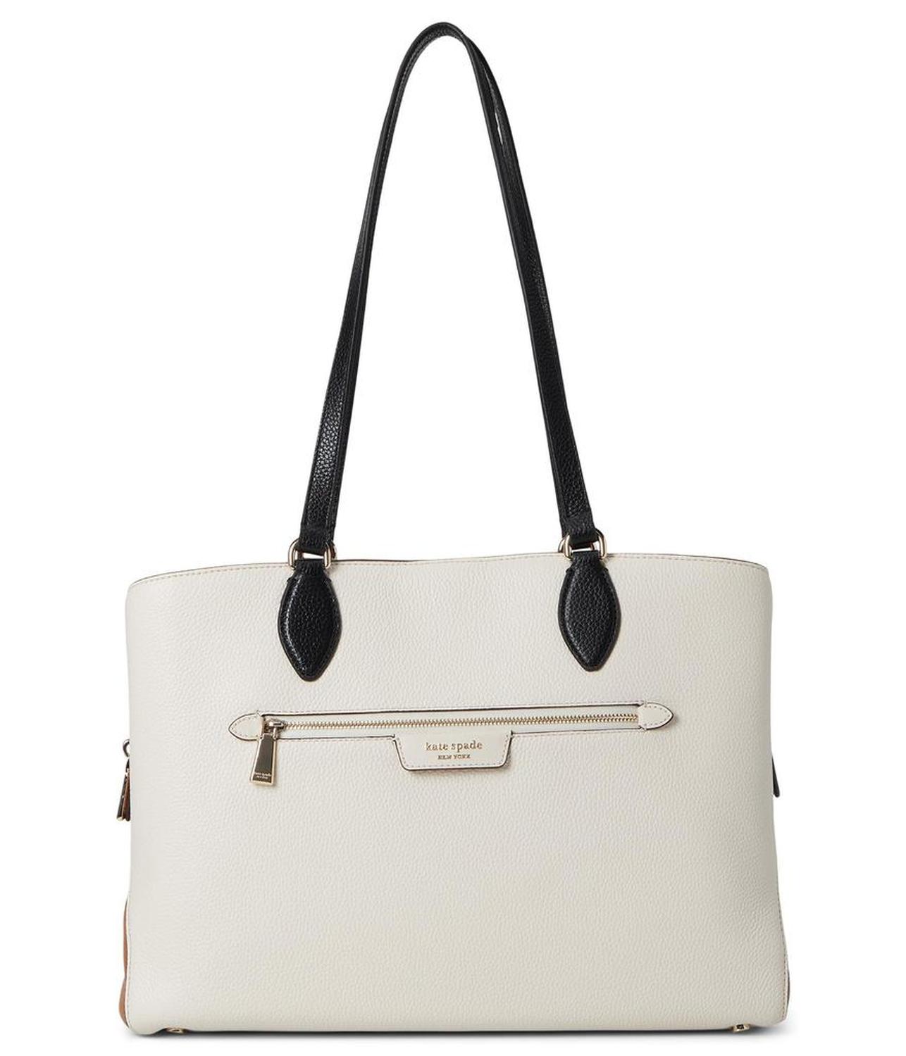 Hudson Colorblocked Pebbled Leather Work Tote