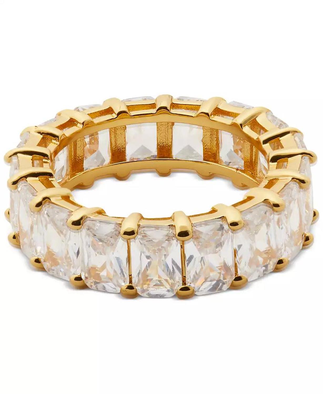 Gold-Tone Baguette Cubic Zirconia Eternity Band Ring