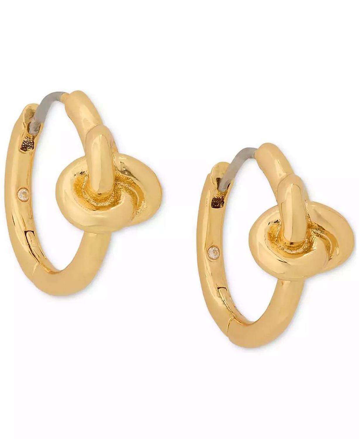 Small Knotted Huggie Hoop Earrings, 0.62"