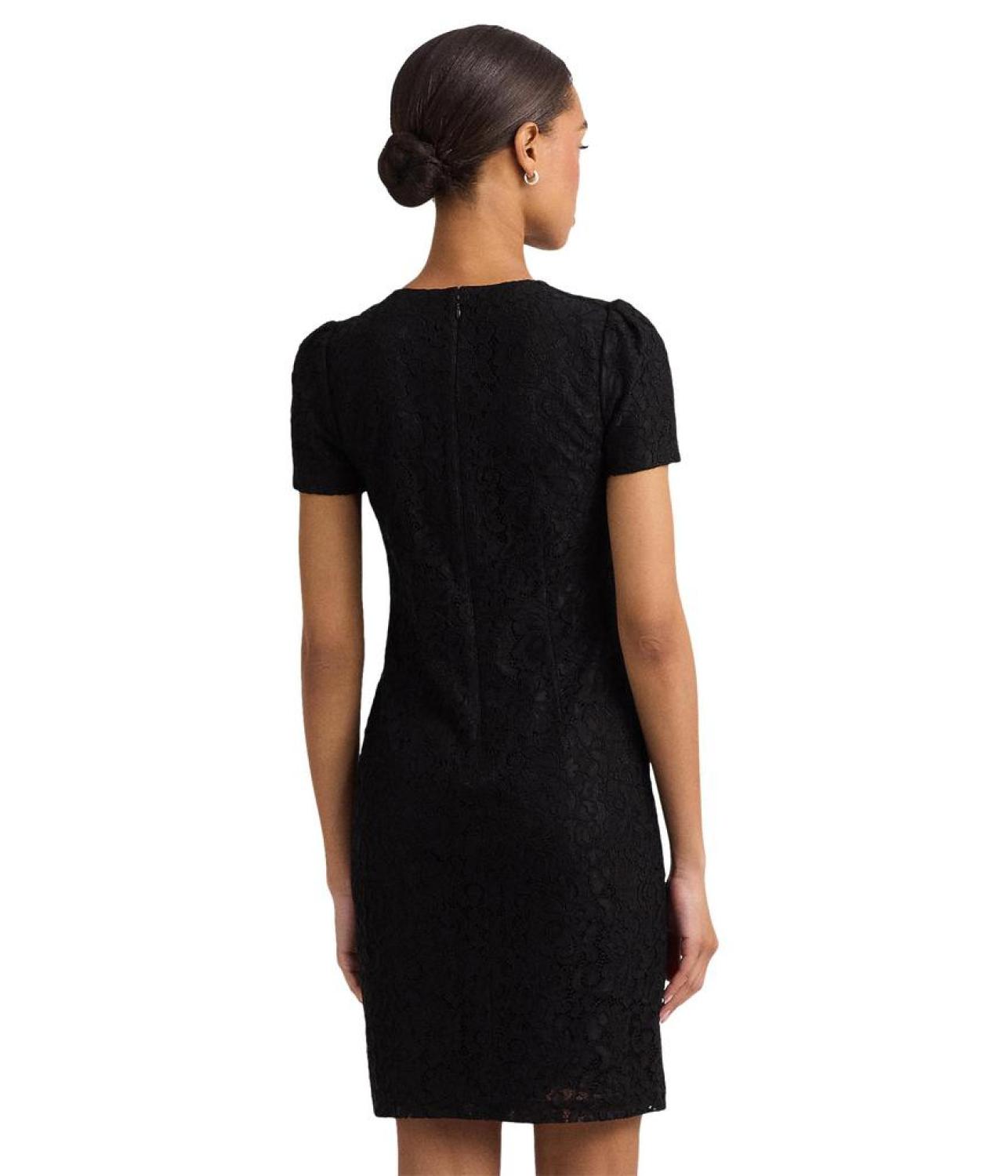 Lace Puff-Sleeve Cocktail Dress