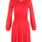 Michael Michael Kors Lace-Trim Long Sleeve Dress in Red Viscose