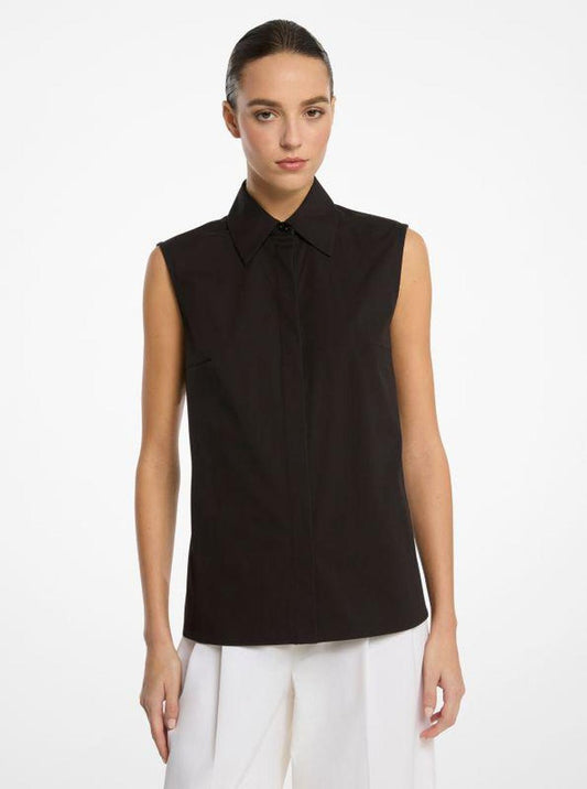 Hansen Stretch Cotton Poplin Sleeveless Shirt