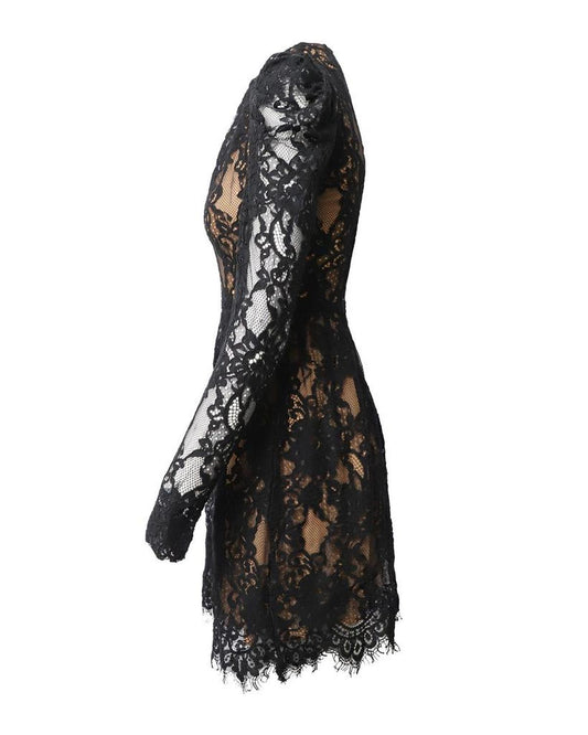 Michael Michael Kors Lace Mini Dress in Black Cotton