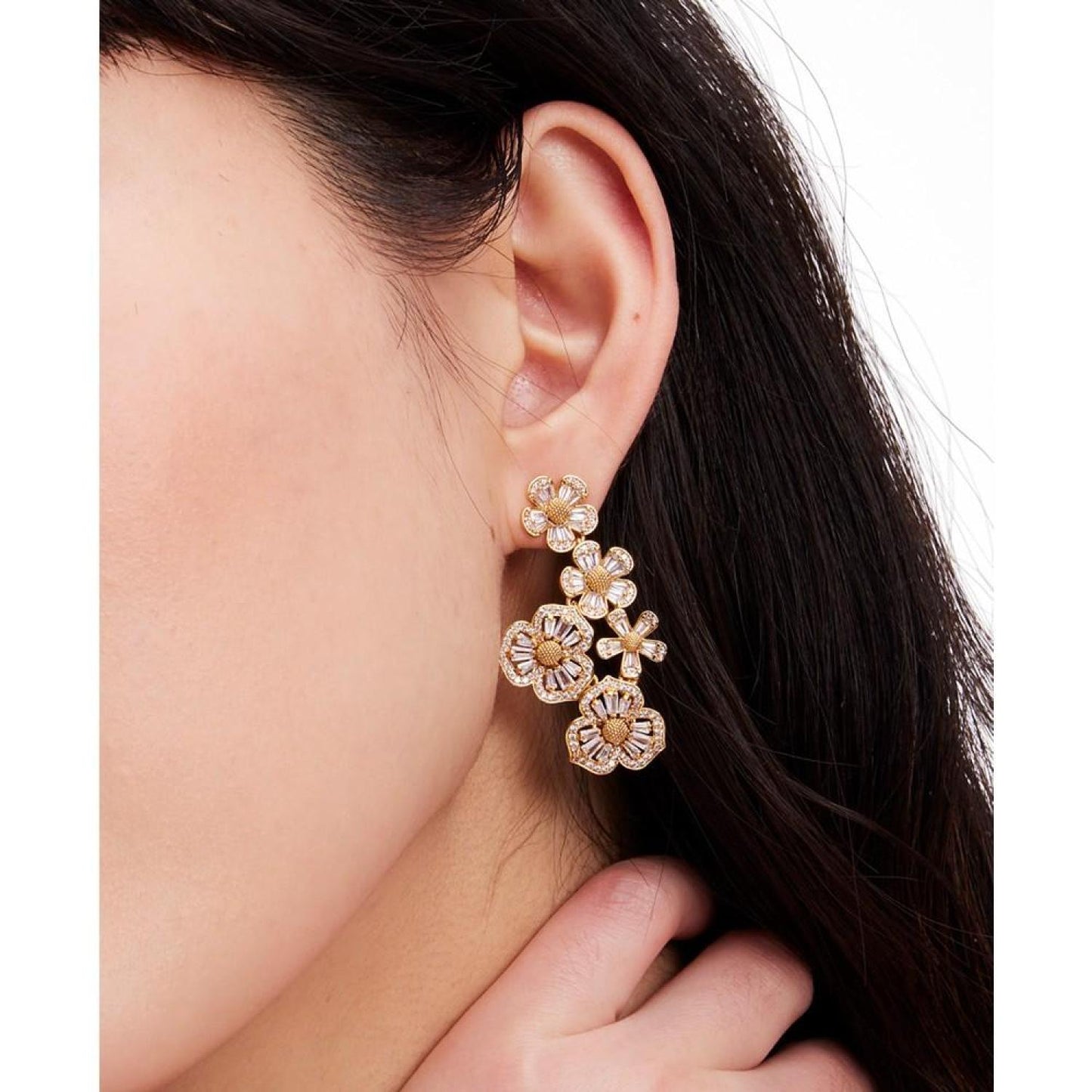 Gold-Tone Fleurette Linear Earrings