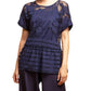 Peplum Top In Navy Lace