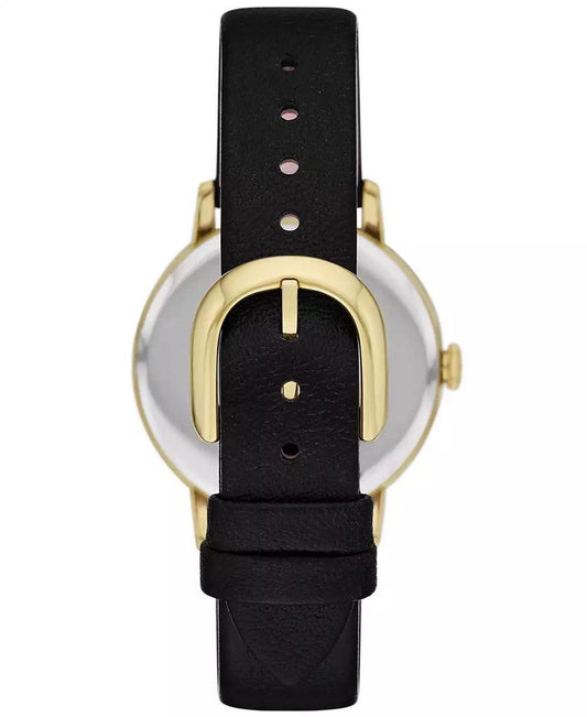 Women's Metro Black Leather Watch 34mm